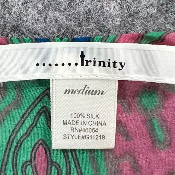 Anthropologie Trinity Blouse M Green Silk Paisley Sheer Ruffle Forest Fairy Top - Picture 11 of 13